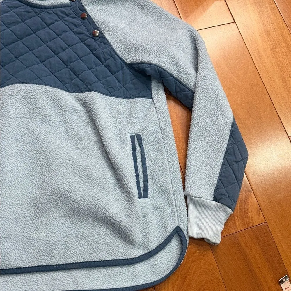 Abercrombie & Fitch Blue Snap-Front Fleece Quilt Chest Panel Tunic Size S - Image 3