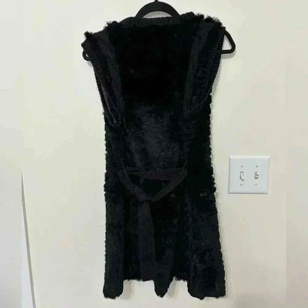 Dolce Cabo Wool‎ and Rabbit Fur Blend Vest Black Size M - Image 5
