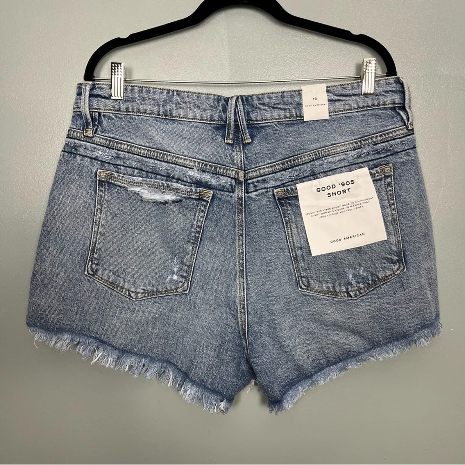 NWT Good American Good 90’s Short Denim Jean Cut Off High Rise Distressed - Image 2