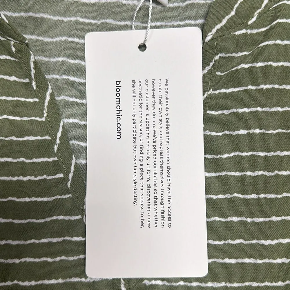 Bloomchic Striped Summer V Short Flowy Swing Casual Neck Short Sleeve (Green Sz - Image 10