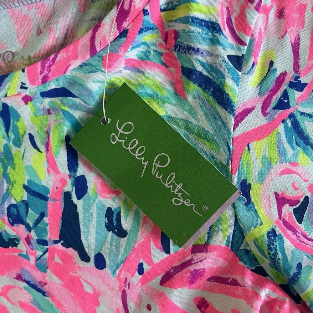 NWT Lilly Pulitzer Linden Multi Flamenco Beach A-Line T-Shirt Cotton Dress - Image 6