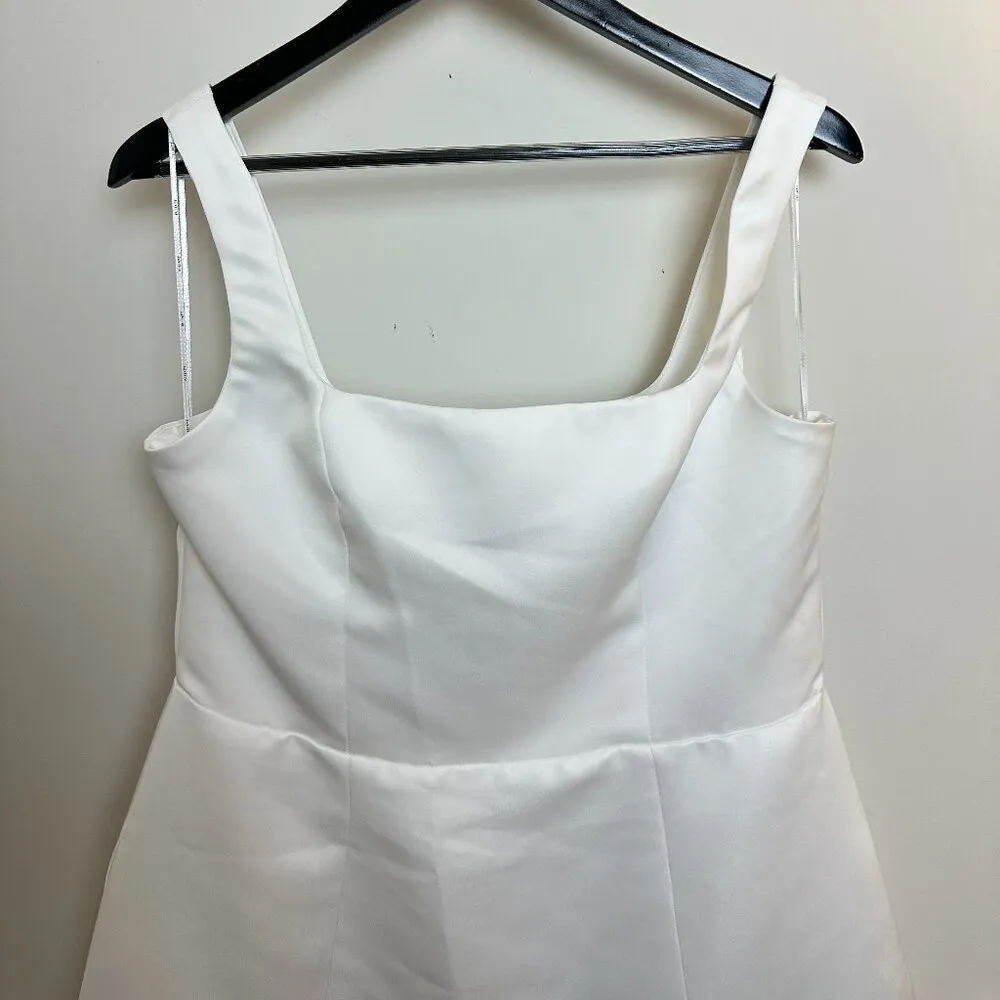 ELLIATT Amelie Square Neck Duchesse Satin Cocktail Minidress in Ivory X-Large - Image 4