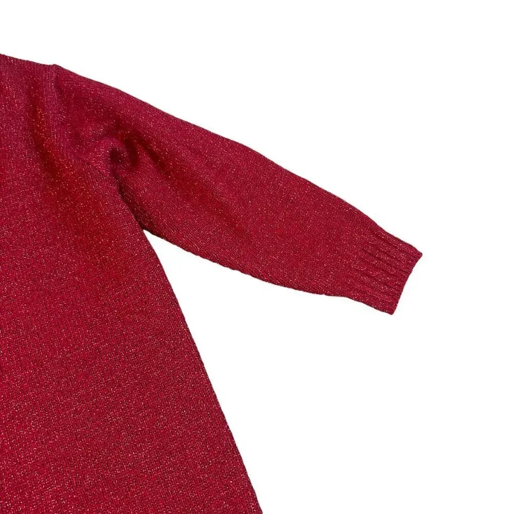 Diane Von Furstenberg The Color Authority Red Glitter Sweater Pullover Small - Image 3