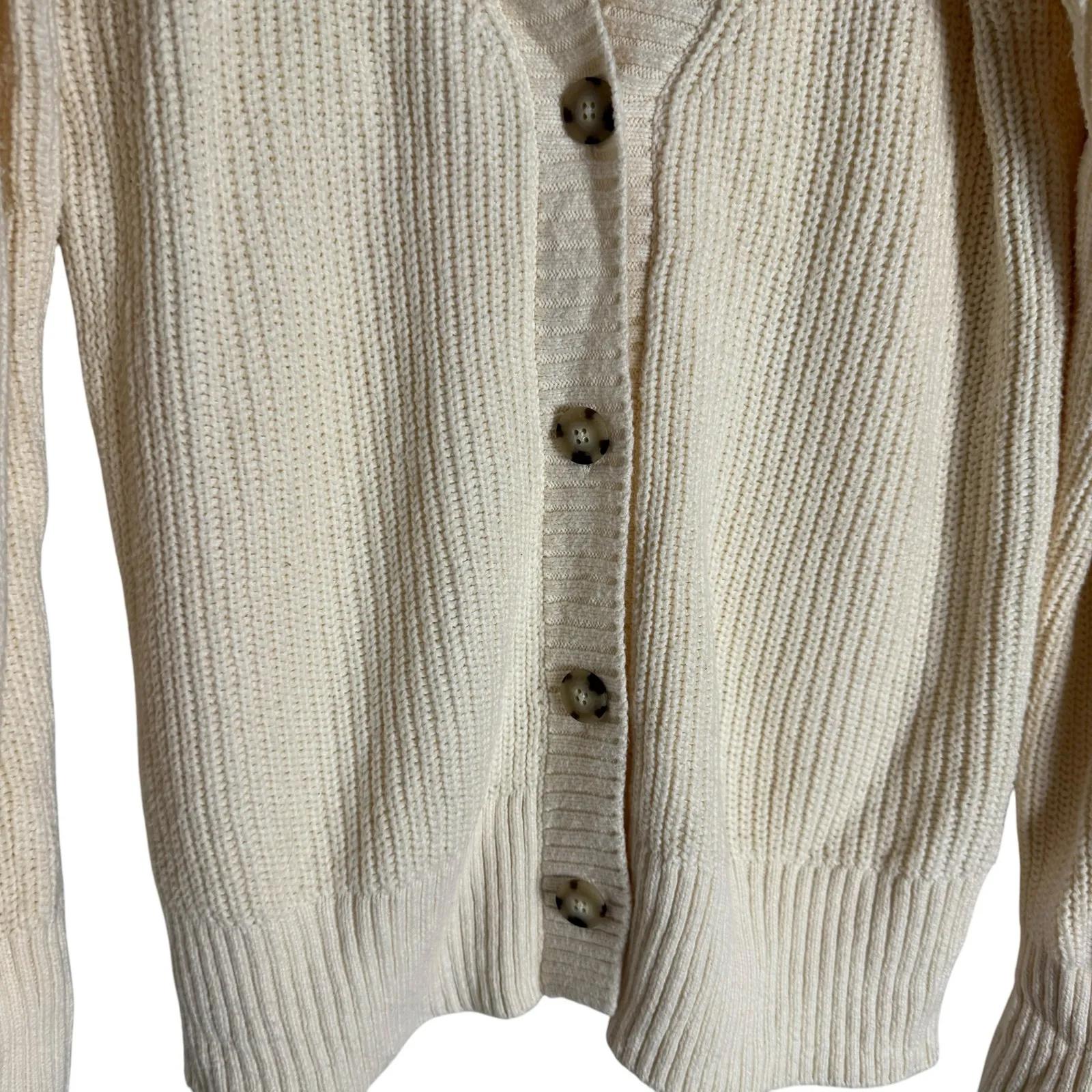 Faherty Cuddle V-Neck Button Front Cream Knit Cardigan Sweater Size XS - Image 7