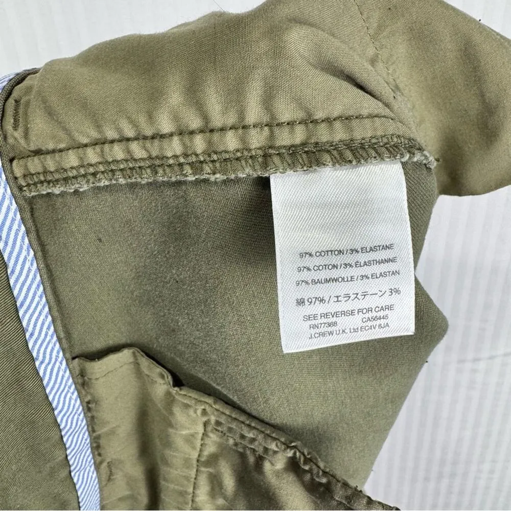 J. Crew Classic Cotton Chino Shorts Olive Green Women’s Size 8 Zip-Fly Pockets - Image 4