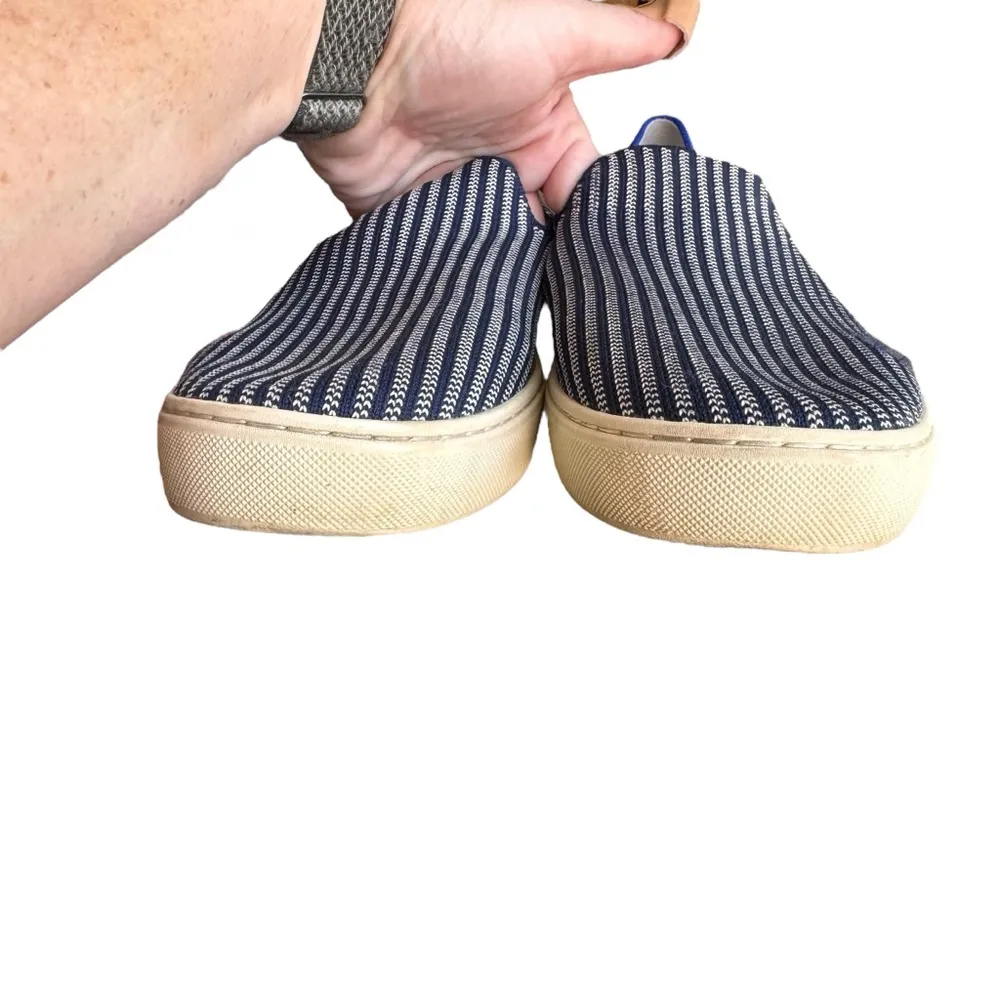 Rothy’s - The Original Slip-On Sneaker Women’s Navy Blue White Pinstripe Sz 11 - Image 5