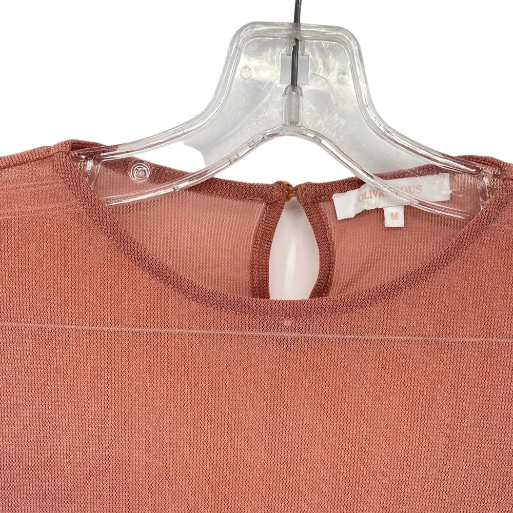 Olivaceous Sheer Metallic Mauve Long Sleeve Bodysuit - Image 2