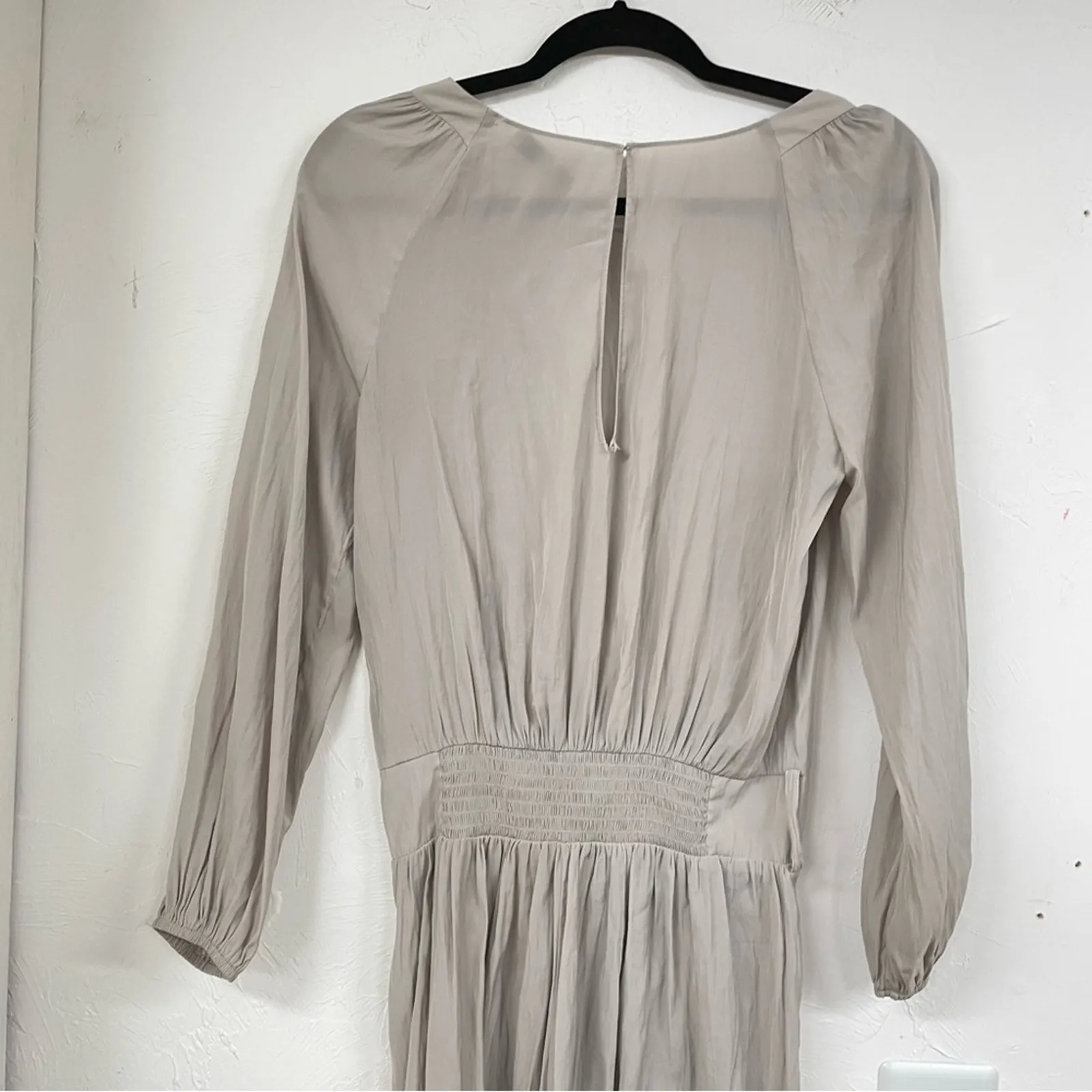 Ramy Brooke Grey Silky Long Sleeve Romper Womens S Casual Beach Elastic Waist - Image 6