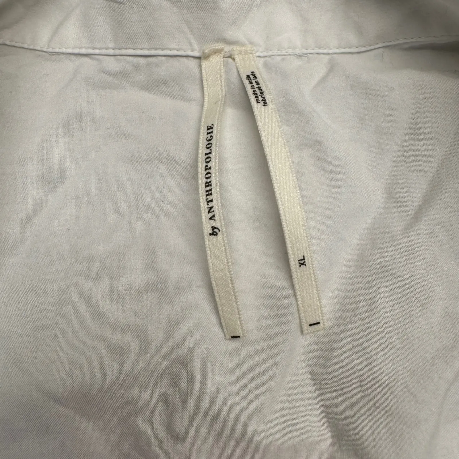 Anthropologie White Lace Trimmed V Neck Tunic‎ Shirt Top Womens XL - Image 4