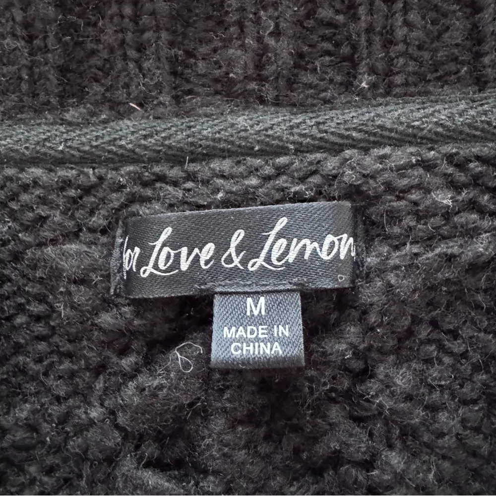 For Love & Lemons Savannah Cropped Cardigan Sweater Flowers Black Medium Puff - Image 9