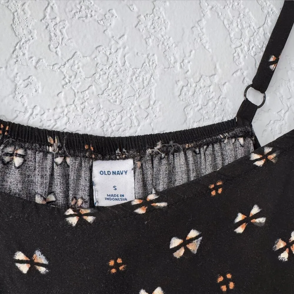 Old Navy Black Patterned Spaghetti Strap Short Dress Size Small - Image 5