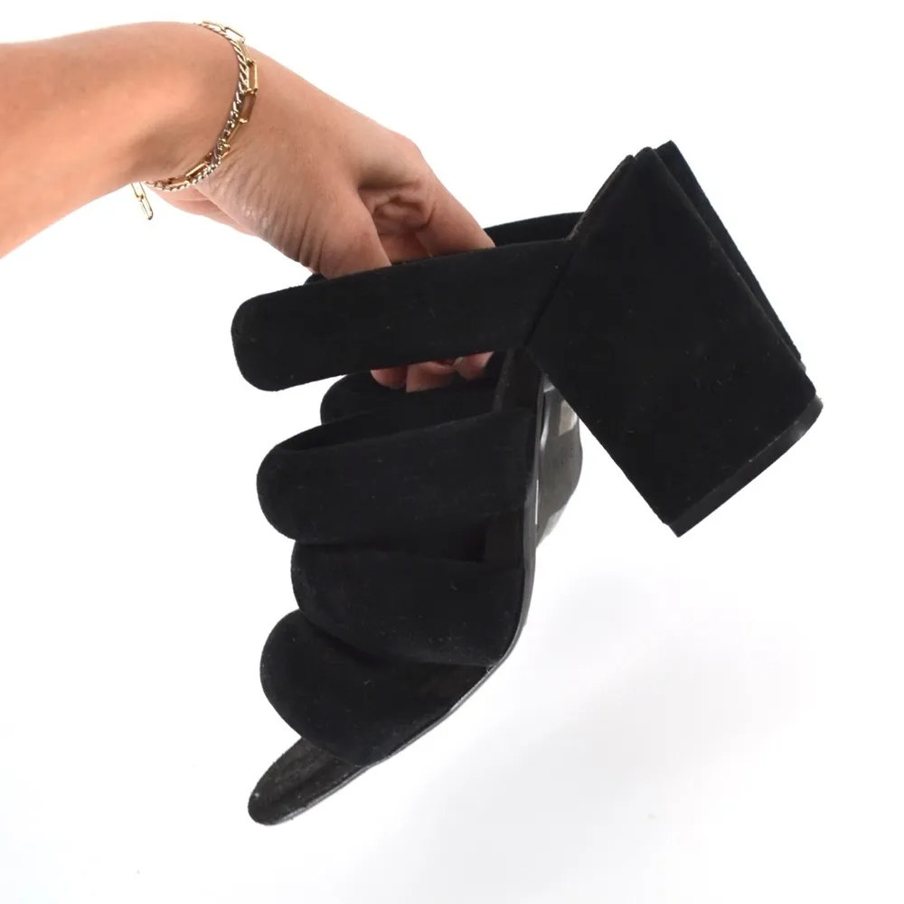 Kelsi Dagger Brooklyn Mell Heeled Sandals Tubular Kid Suede Black Women's 7.5 - Image 4