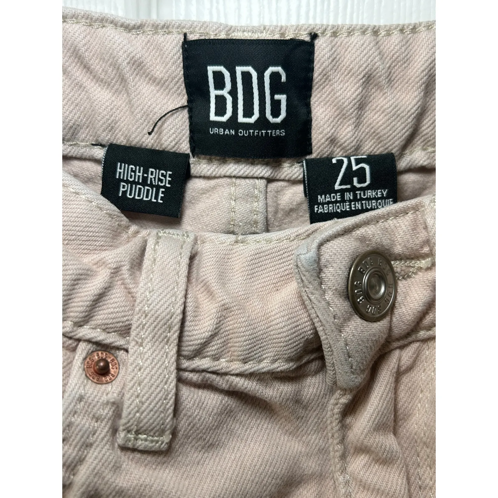 BDG High Rise Puddle Pink‎ Wide Leg Jeans Women's Size 25 100% Cotton - Image 2