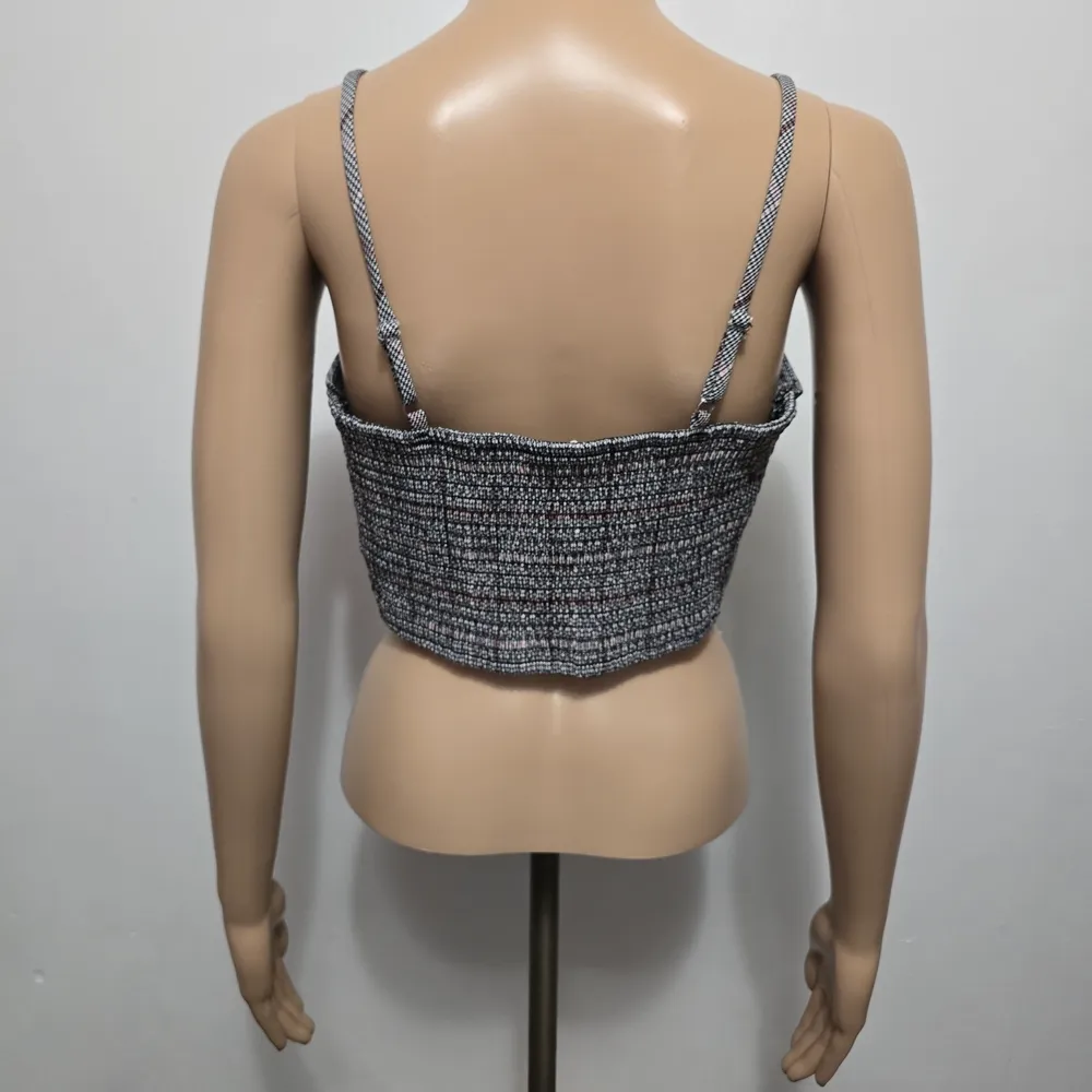 Gilded Intent Gray Plaid Crop Top Size Large - Image 5
