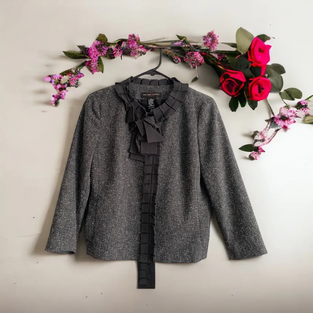 NEW YORK &‎ COMPANY STRETCH WOMENS BLAZER Gray Size 6 - Image 10