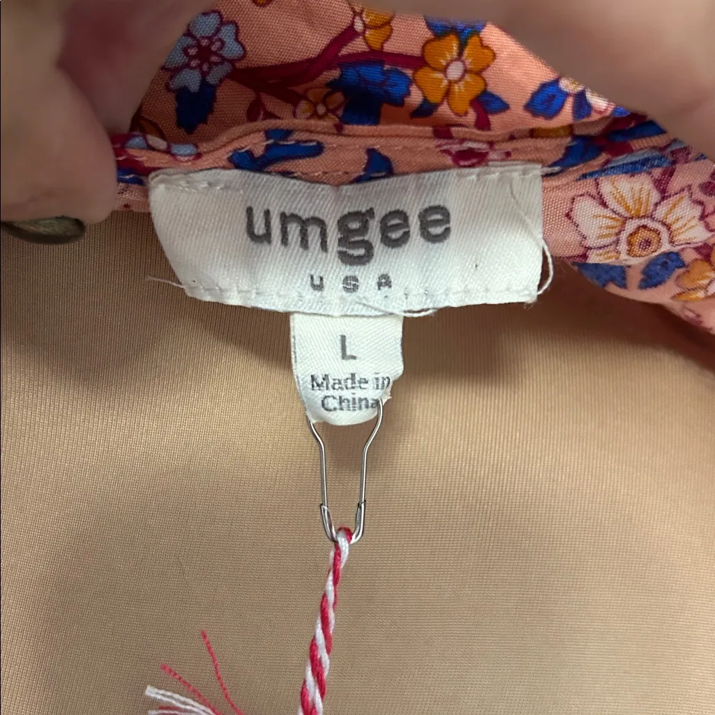 Umgee Boho Orange Blue Floral Midi Dress - Image 8