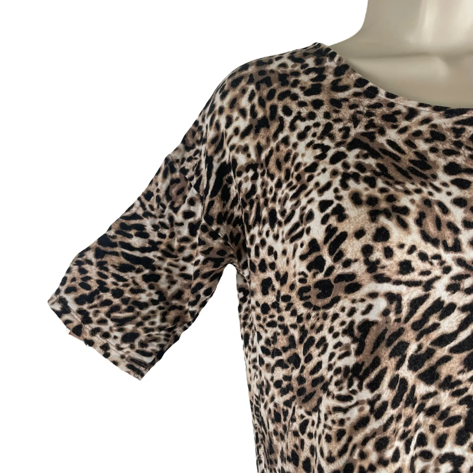 Soma Short Sleeve Animal Printed Soft Jersey Mini Dress Brown Black Size S - Image 3