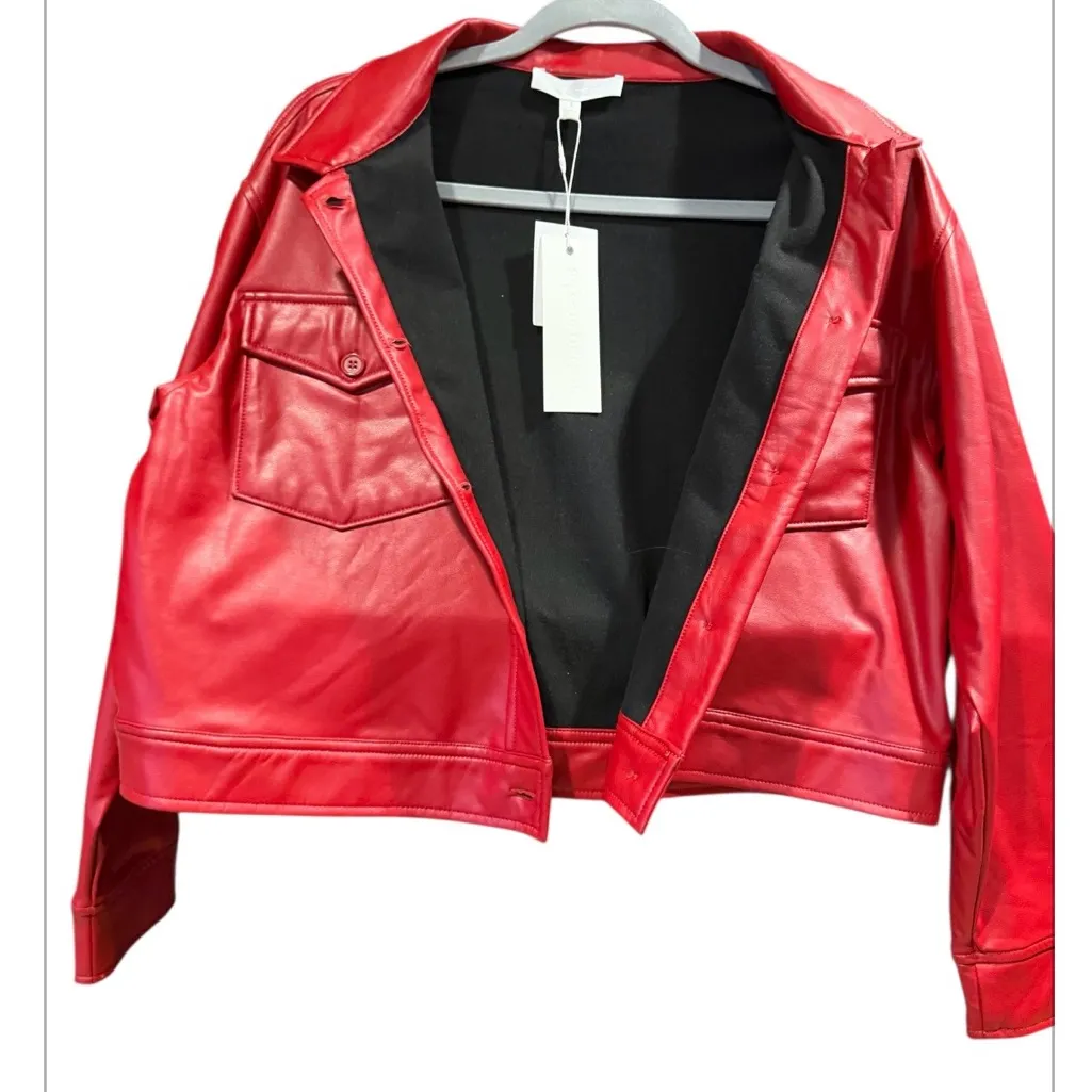 Adyson Parker Red Faux Leather Jacket NWT - Image 5