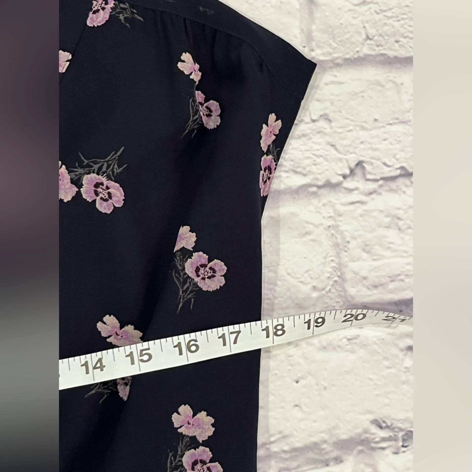 Madewell Floral Navy blue  Dress skygaze purple pansy bouquet 6 - Image 3