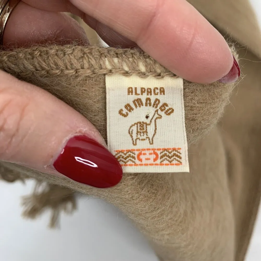 Alpaca Camargo Alpaca Blend Scarf Fringed Hem Wrap Soft & Cozy Beige One Size - Image 5