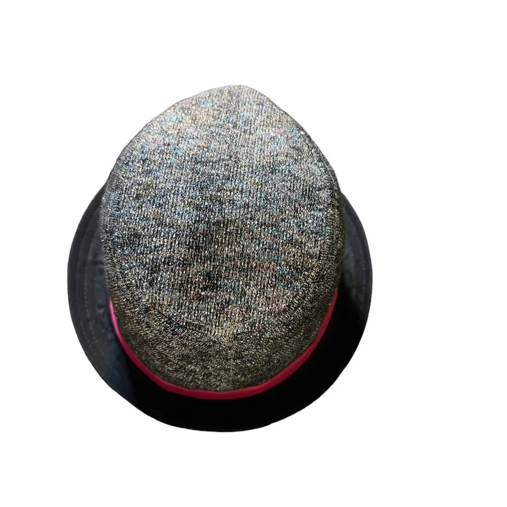 Black Pink Gray Fedora Hat Metallic Thread OSFM NWOT - Image 3