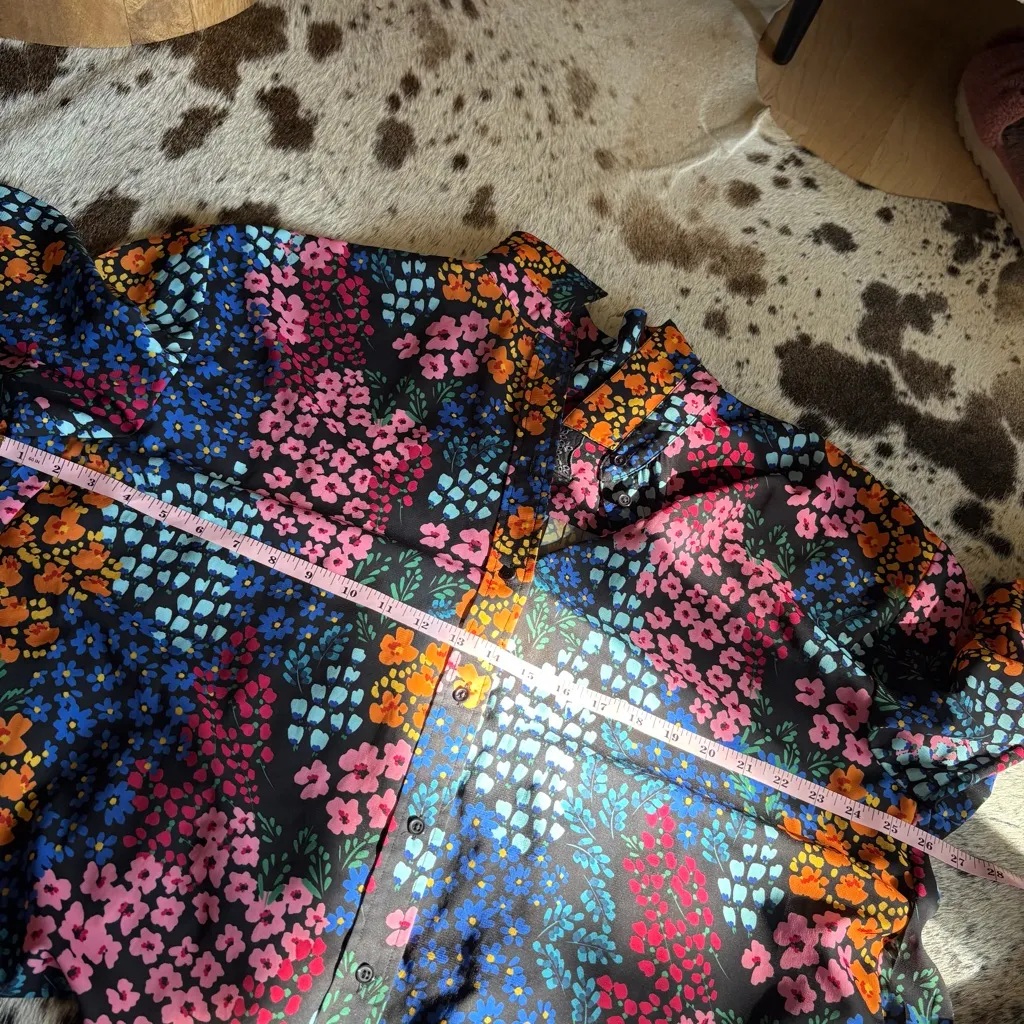 JOHNNY WAS Astrid Pleated‎ Pant and Shirt set Size Extra Large Floral Wide Leg - Image 14