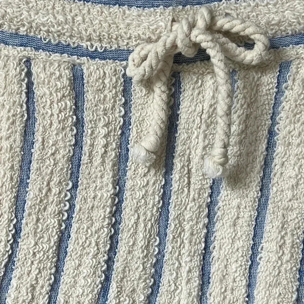 Faherty Pacífica Terry shorts stripes beige cream pockets drawstring coastal XS - Image 3