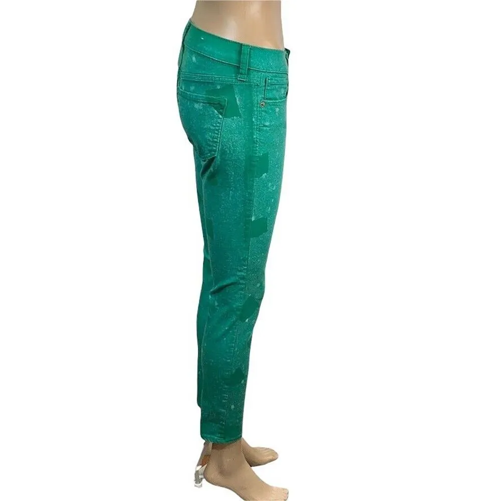 Old Navy Womens Denim Skinny Jeans Bleached Rock Star Ankle Length Green Size 4 - Image 3