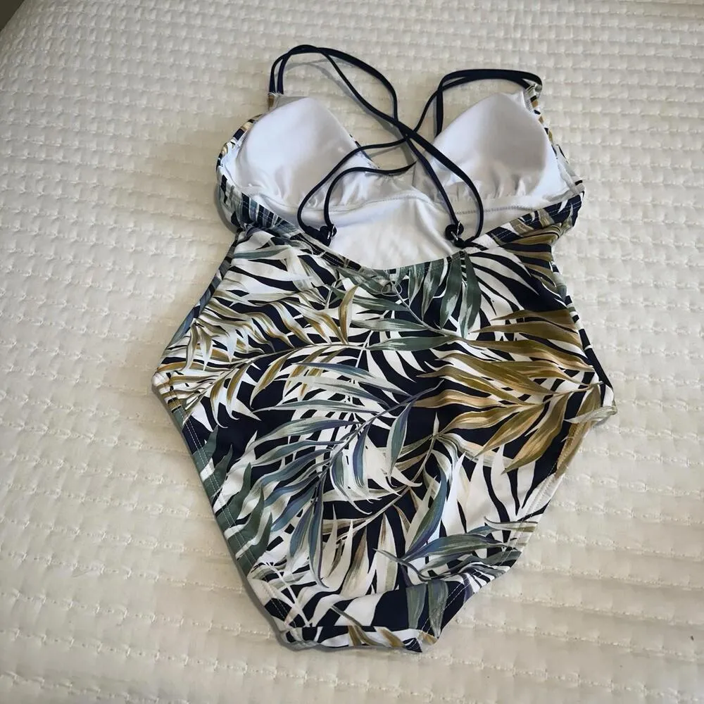 Hurley One Piece Swimsuit Cayman Palms Palm Leaves NWOT Sz S Small - Image 10