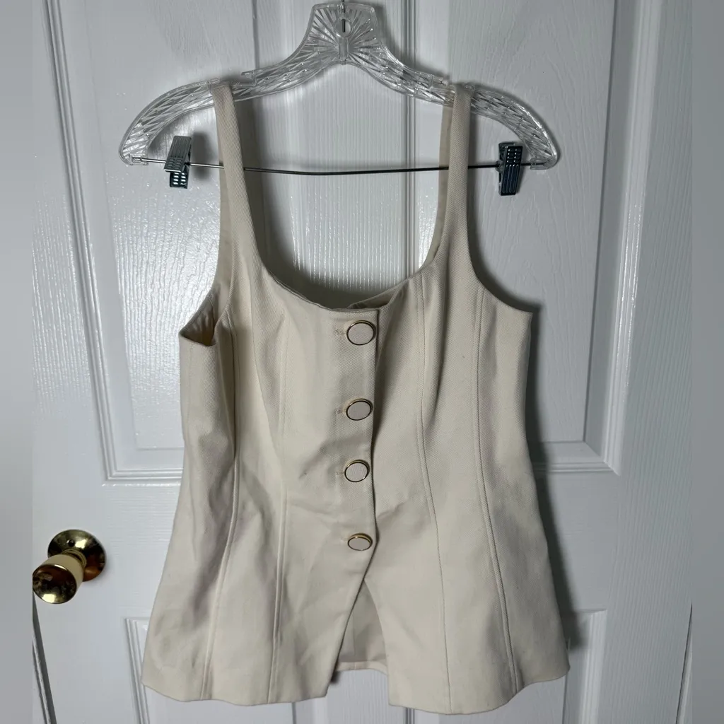 Veronica Beard Liana Button Up Vest in Ecru 10 - Image 3