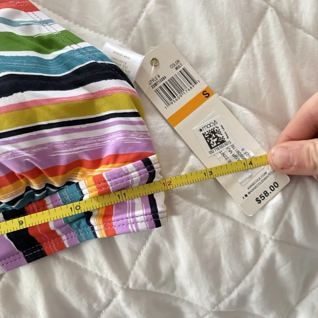 NWT Anne Cole Womens Size Small Striped Halter Bikini Top Swim Beach Summer - Image 4