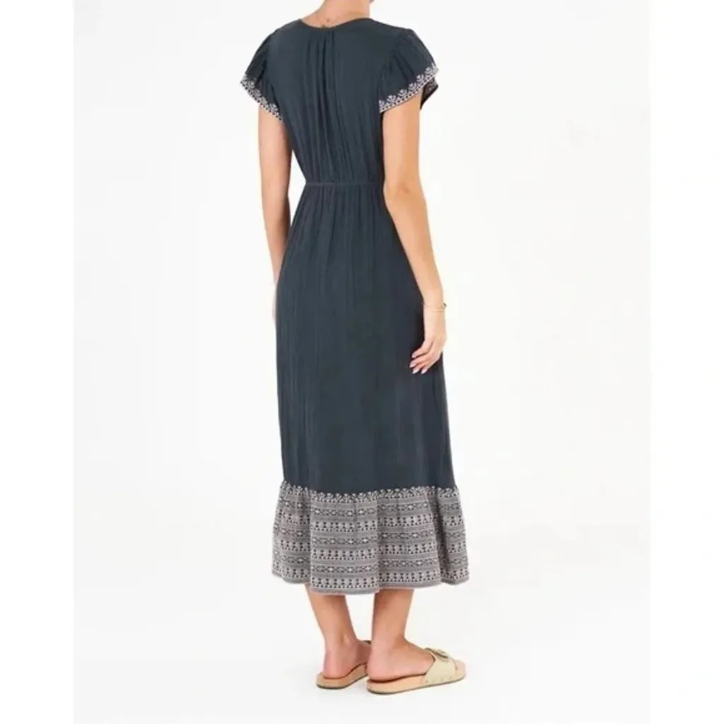 M.A.B.E. Cella Embroidered Maxi Dress in Faded Black Size S Retail $319 Gray - Image 7