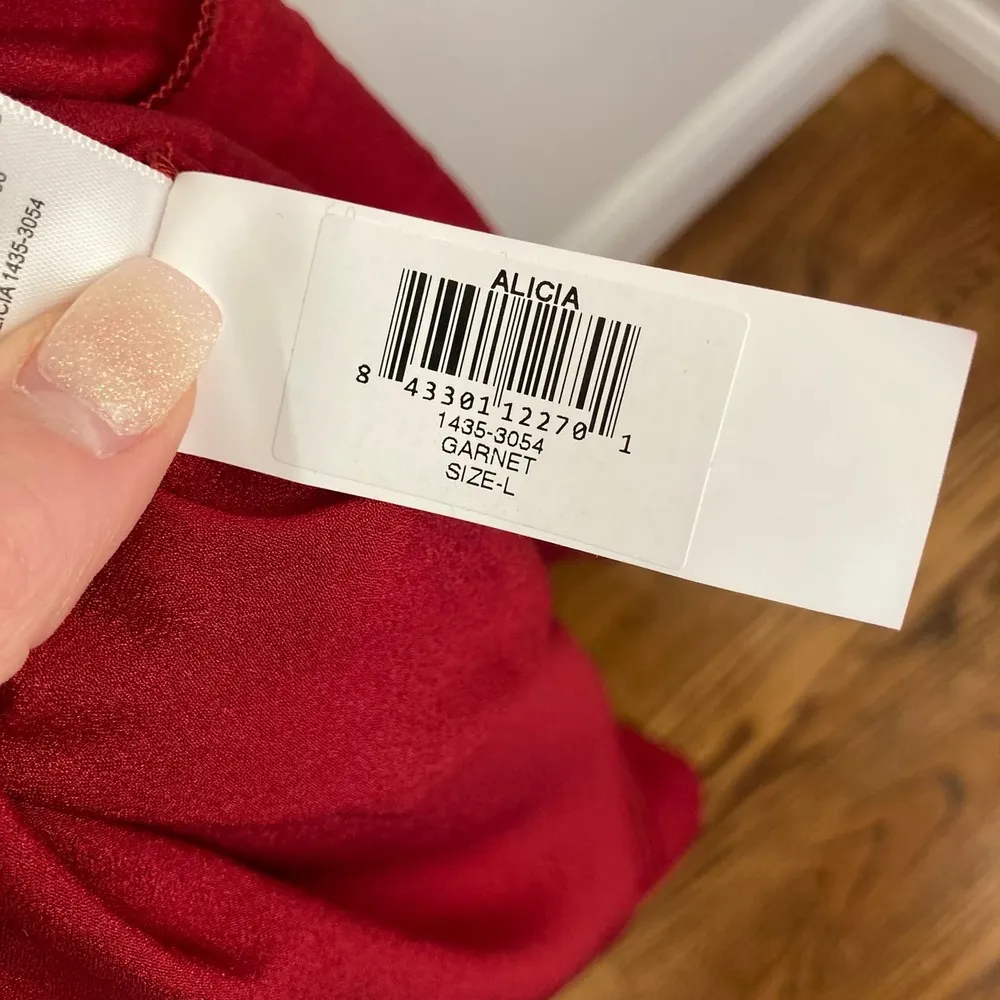 Dress The Population Alicia Chiffon Fit and Flare Midi Dress Garnet Size Large - Image 11