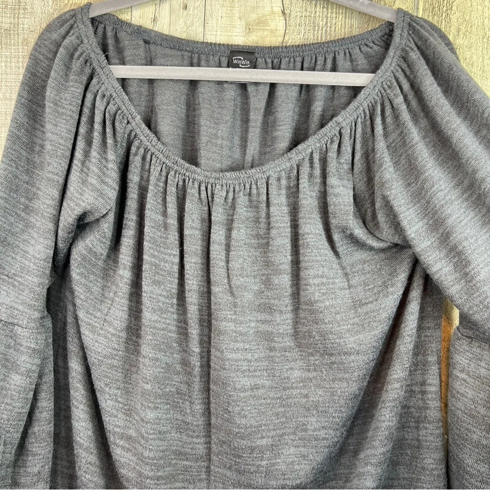 Win Win Size (L-XL) Open Sleeve Gray Lace Over Sized Tunic Wear on/off S… - Image 7