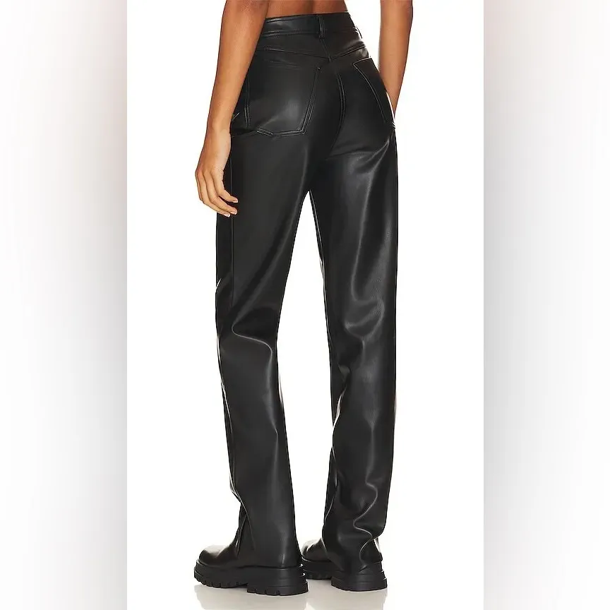 Steve Madden Loren Faux Leather Straight Leg Pants - Black - Image 16