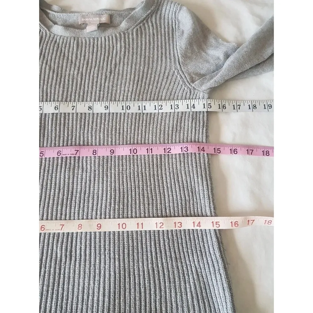 Banana Republic Womens Sweater Size Small Grey Heather Ribbed  Cashme Blend - Image 9