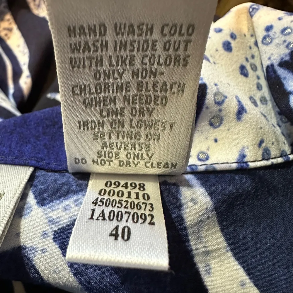 Chico's Zenergy Navy Blue White Zip Front Batik Palm Fern Print Jacket 2/Med - Image 16