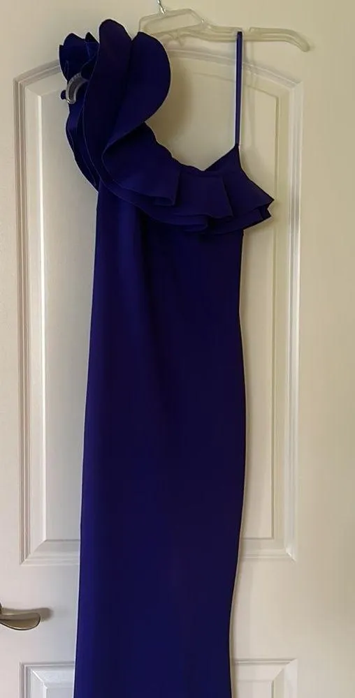 Chiara Boni 38 Purple/Blue Elisir Ruffle Gown - Image 4