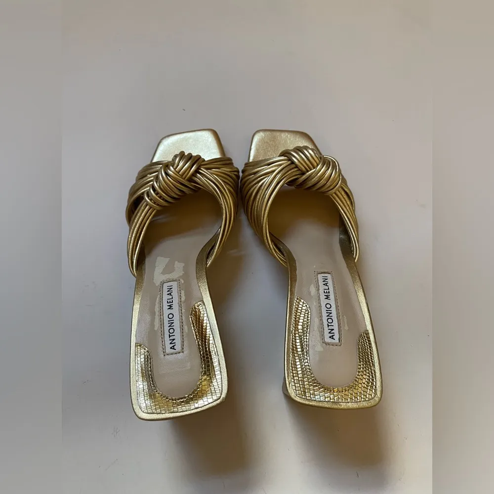 Leather Gold Knot Slip On Heels - Image 12