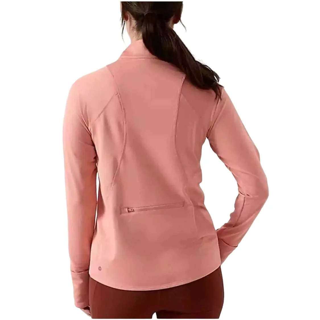 Athleta Conch Pink Whistler Half Zip Back Zip Pocket Pullover‎ Size XS - Image 2