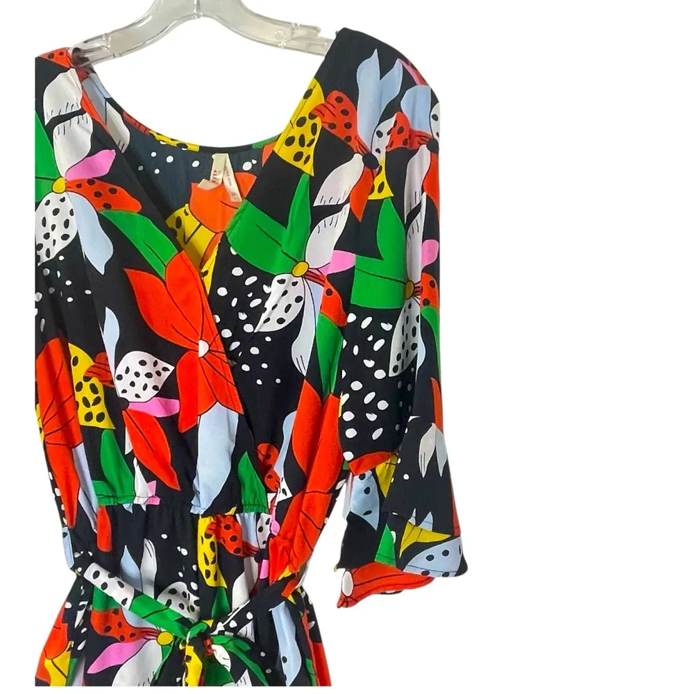 TRUE DESTINY Floral Jumpsuit Farm Rio snap closer at chest, belted, wide leg - Image 5