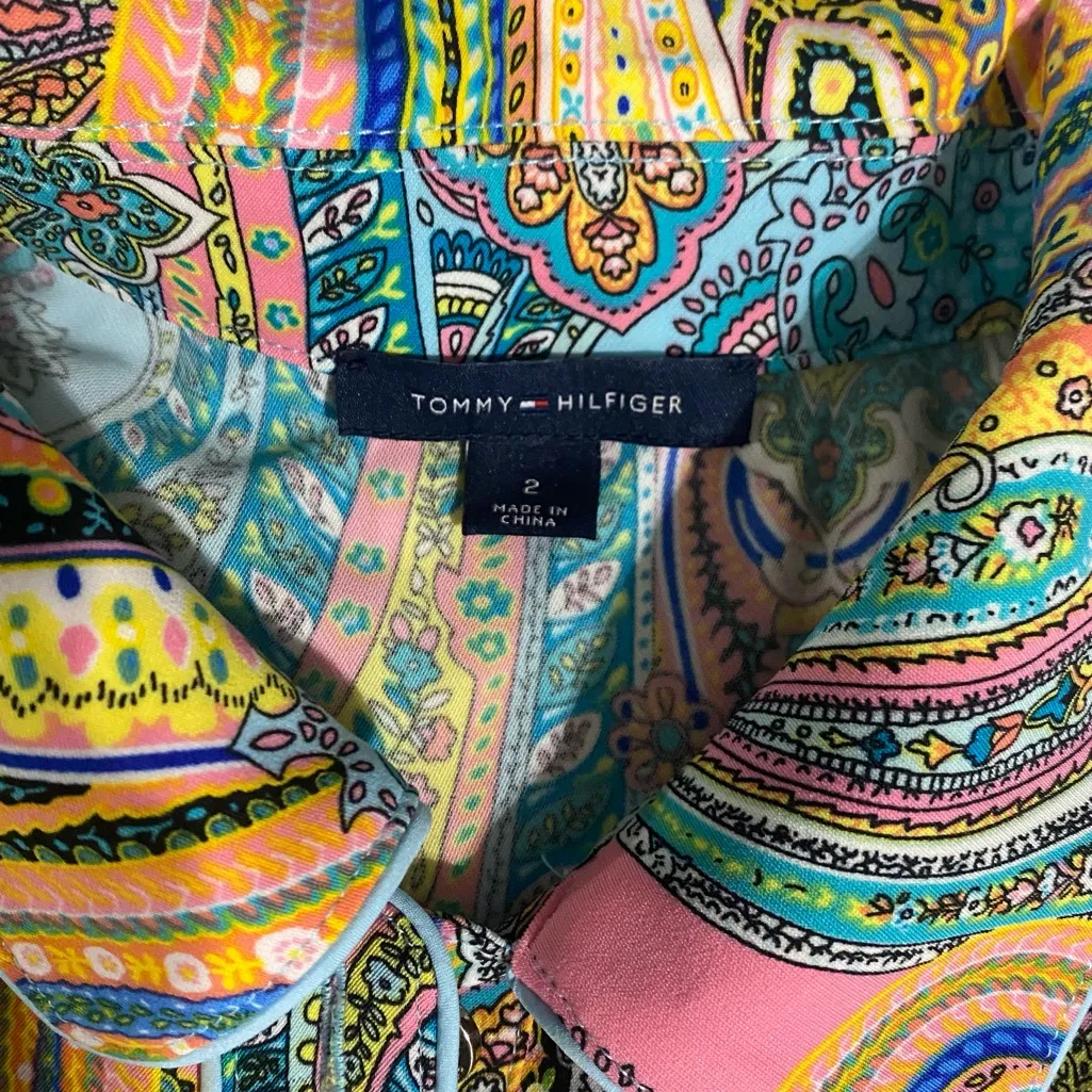 Tommy Hilfiger Multicolor Paisley Print Button-Down Shirtdress. - Image 6