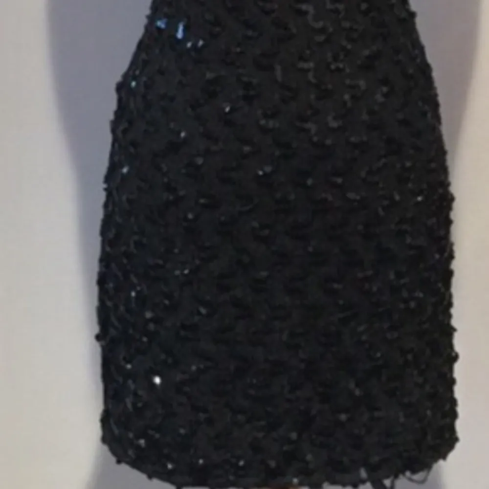 Black Lace Sequin Cocktail Dress Size 4 - Image 3