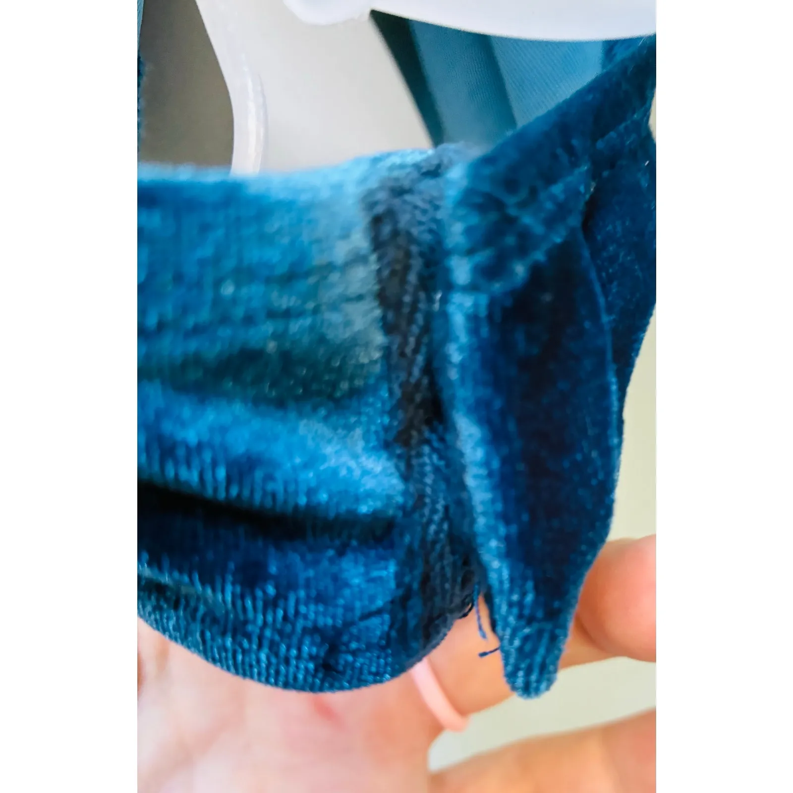 Just Polly New York Teal Velvet Bodysuit Large Blue - Image 6