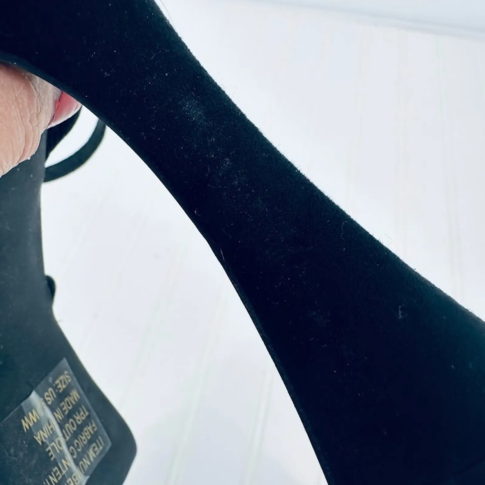 Torrid 9.5 WW Black Velvet Square Open Toe 5" Heels Criss Cross Ankle Strap - Image 9