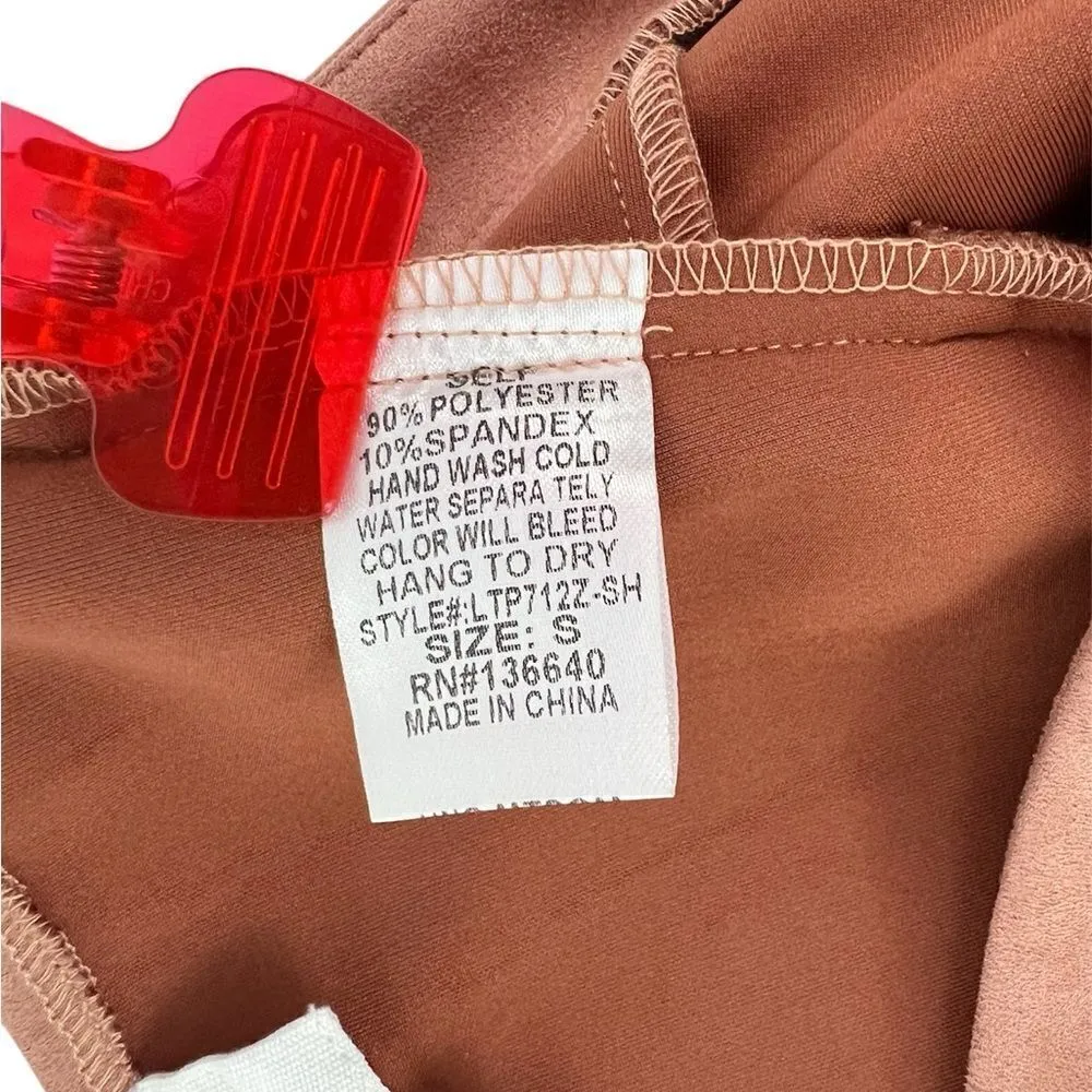 L'Atiste By Amy Light Brown Taupe Faux Suede Crop Tube‎ Top Pants Set Size Small - Image 11