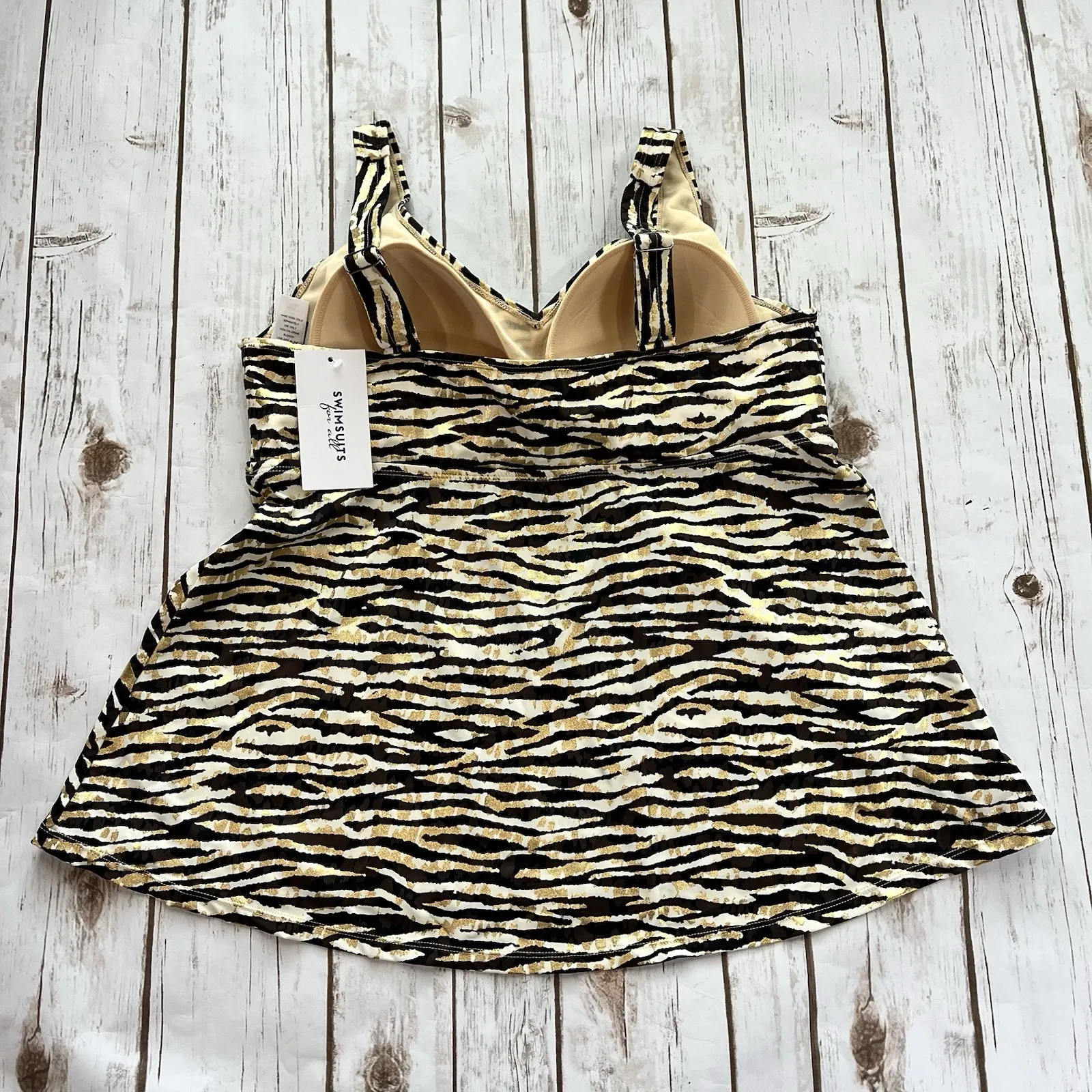 New Swimsuit for All Tankini Top Women 18 D DD Cup V Neck Swim Metallic Black - Image 5