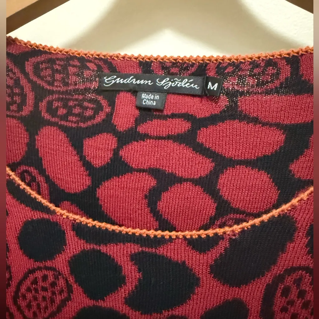 GUDRUN SJODEN Long Sleeve Knitted Patterned Dress Red Size M - Image 5