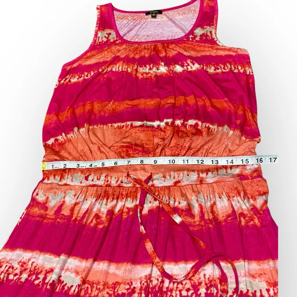 Cupio Pink Orange Tie Dye Maxi Dress Boho Size Medium - Image 6