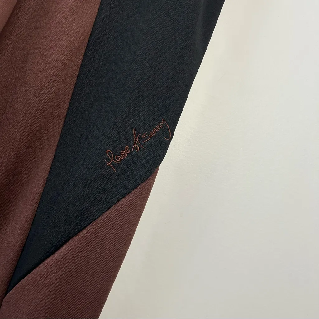 House Of Sunny| Another Day Brand Embroidered Woven Joggers Bottoms Large Brown - Image 5